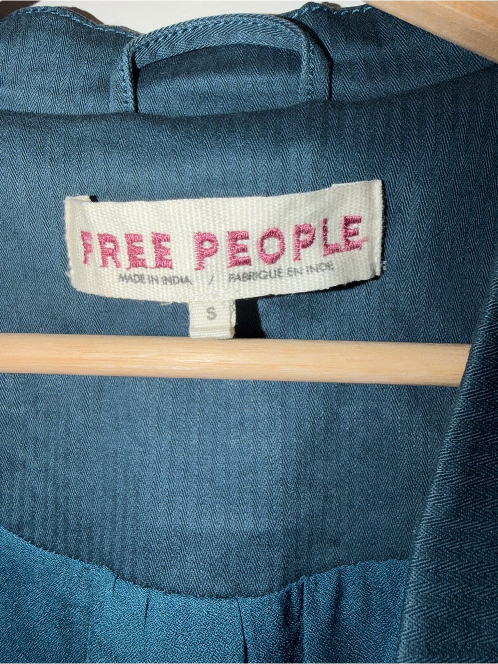 Free People Women's Teal Military Button Open Front Jacket. Sz S - Picture 3 of 7